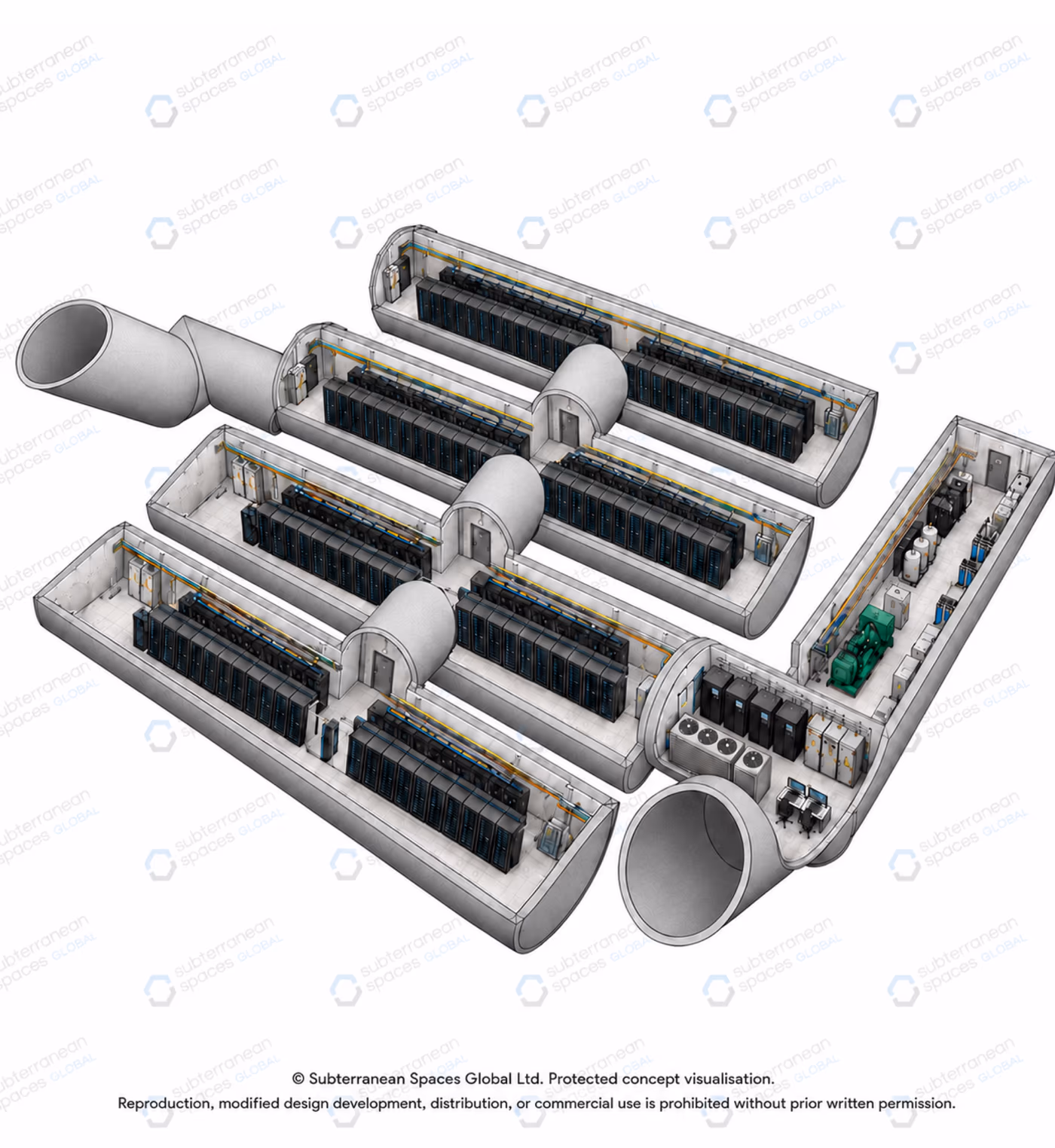 Underground data centre pod system