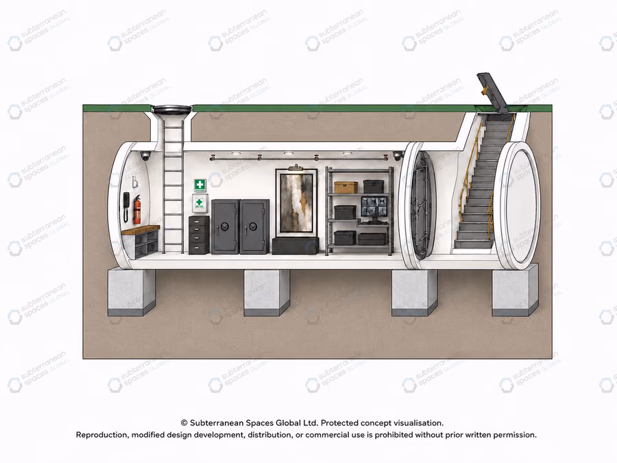 Security shelter technical cross-section diagram